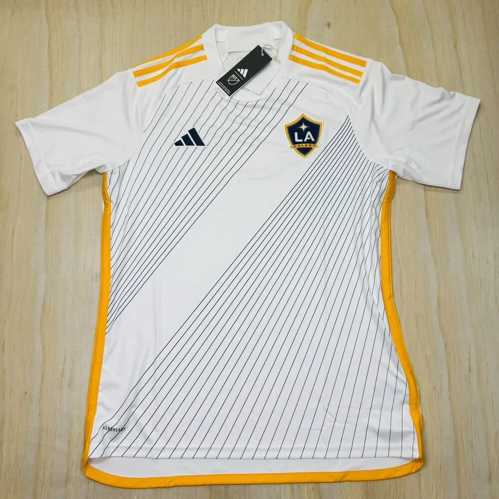 NEW LA Galaxy Adidas 24/25 Home Soccer Jersey White Mens Sz LG Slim Fit HZ6220